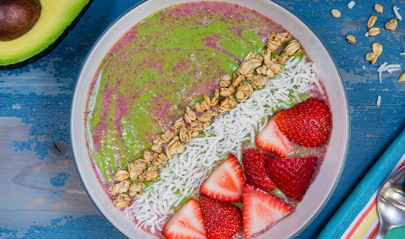 Strawberry Banana Avocado Smoothie Bowl