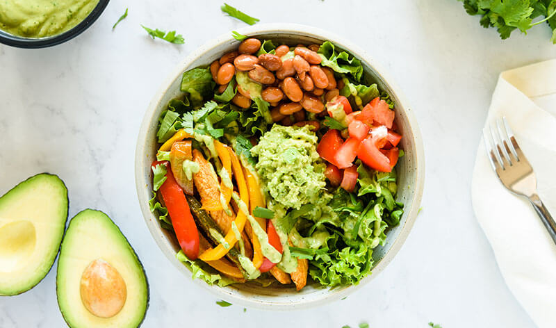 Avocado and Chicken Fajita Salad Bowl