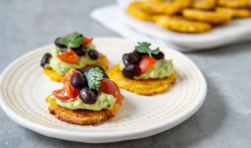 Avocado Topped Tostones