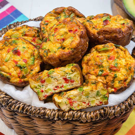 Heart-Healthy Fiesta Chile and Avocado Mini Frittatas