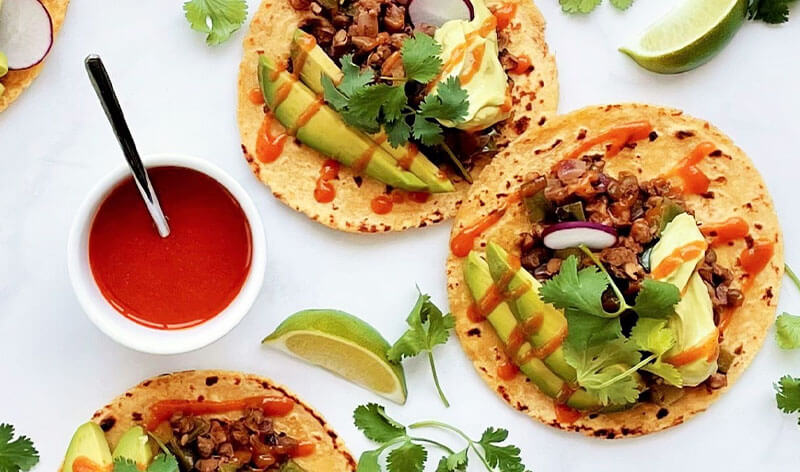 Chorizo-Spiced Lentil and Avocado Tacos